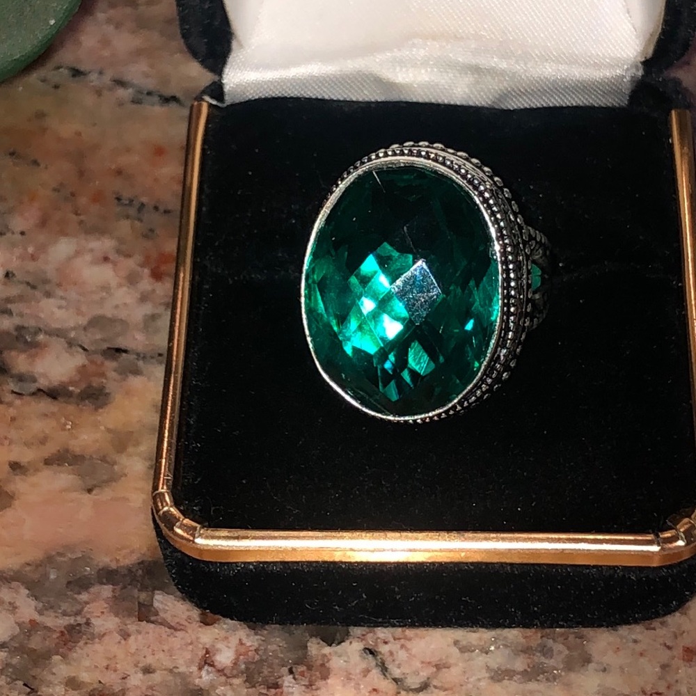 Silver Emerald Ring - image 1